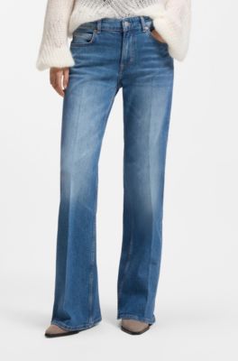 Bootcut leg jeans in blue comfort-stretch denim, Blue