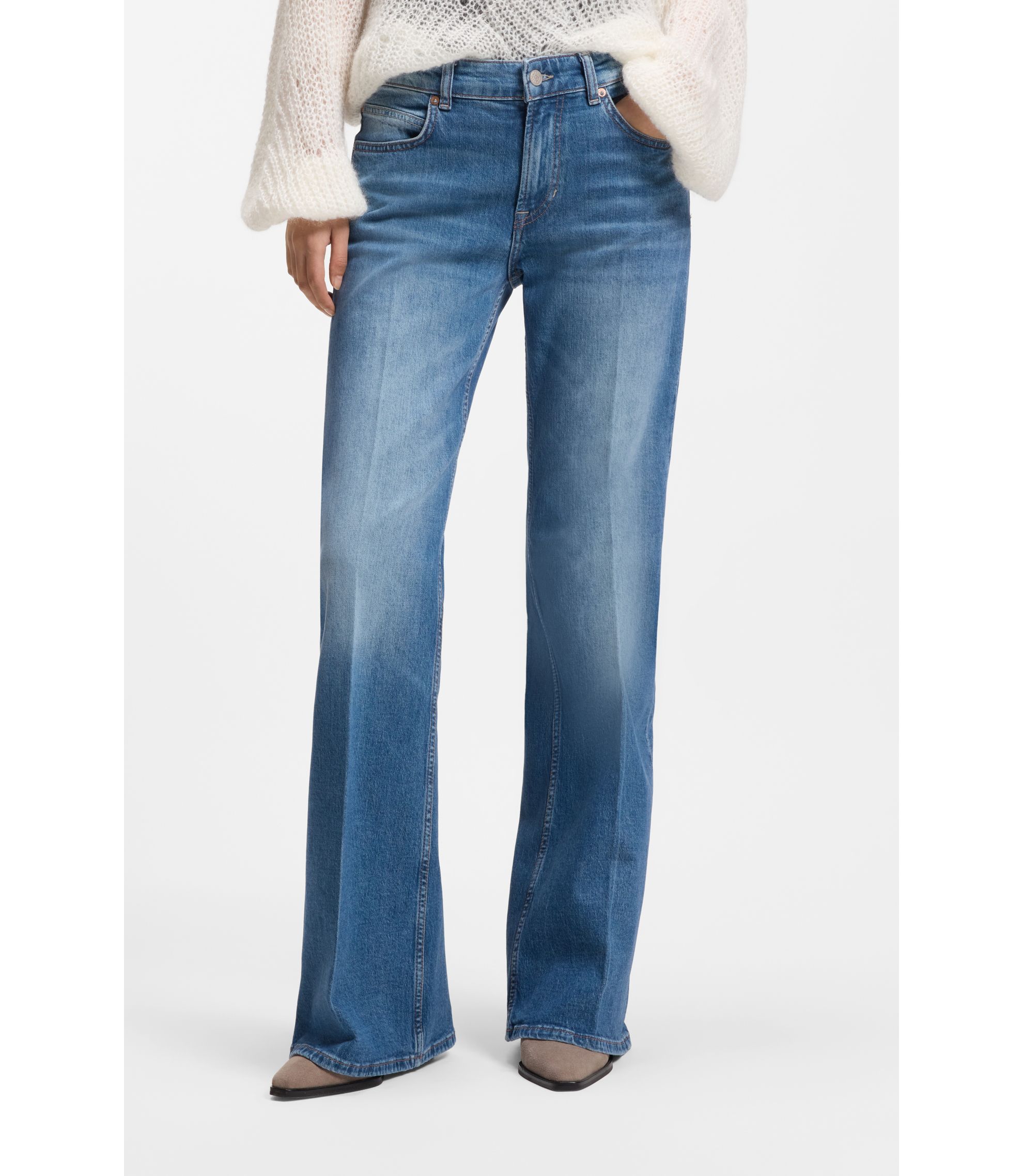 Blaue Bootcut-Jeans aus bequemem Stretch-Denim