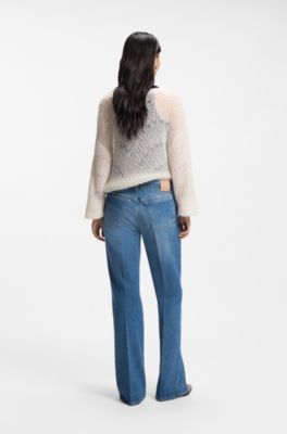 Wide-leg jeans in blue comfort-stretch denim, Blue