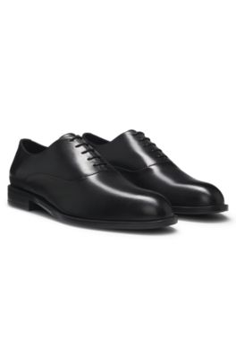 Oxford shoes in leather with heel logo, Black