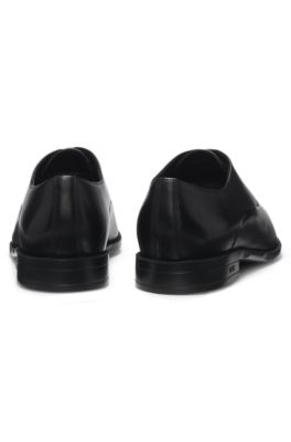 Oxford shoes in leather with heel logo, Black
