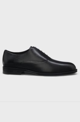 Oxford shoes in leather with heel logo, Black