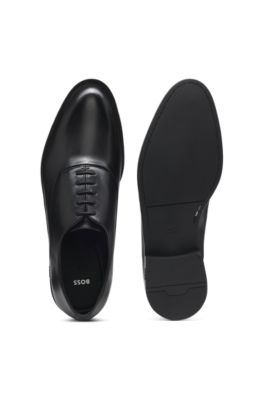 Oxford shoes in leather with heel logo, Black