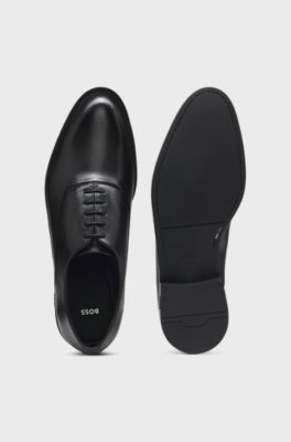 Oxford shoes in leather with heel logo, Black