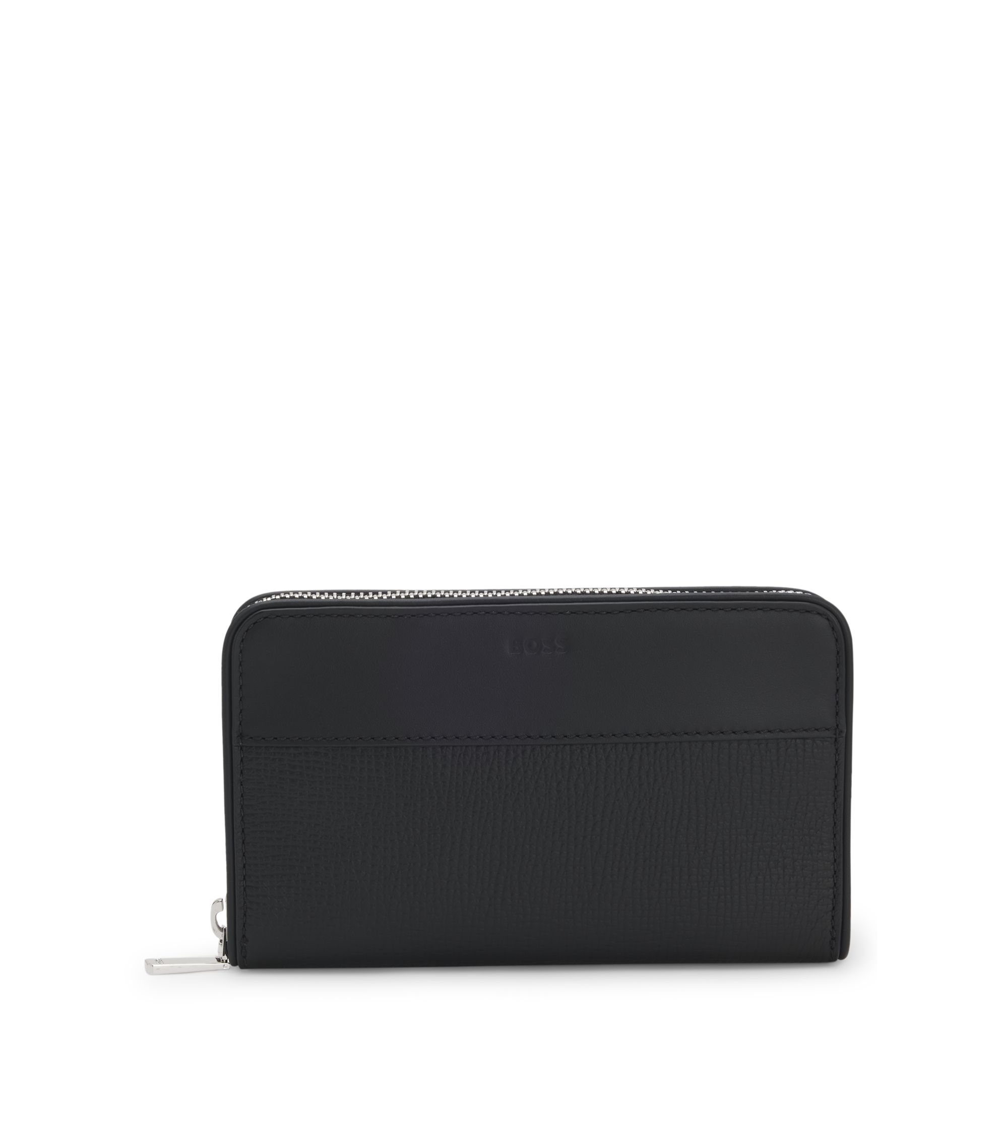 Gürteltasche aus Leder mit glattem und genarbtem Finish