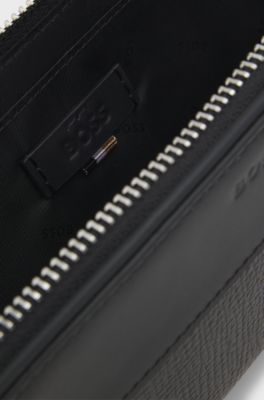 Leren heuptasje met effen en generfde afwerkingen, Zwart