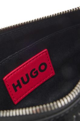 Velvet-touch hobo bag with rhinestone embellishments, Black