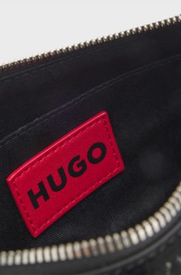 Velvet-touch hobo bag with rhinestone embellishments, Black