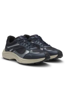 Trainers with faux leather and mesh 1