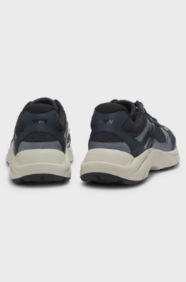 Trainers with faux leather and mesh, Blue