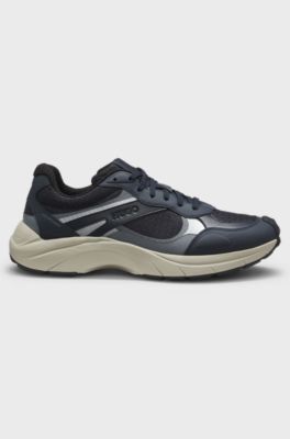 Trainers with faux leather and mesh, Blue