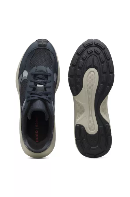 Trainers with faux leather and mesh