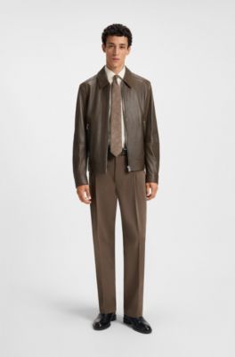 Stivaletti in pelle con zip laterale, Nero