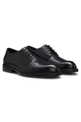 Leather Derby shoes with embossed logo, Black