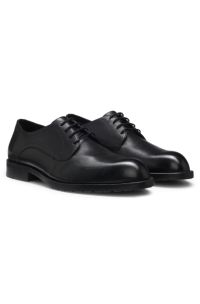 Zapatos Derby de piel con logo repujado, Negro