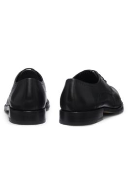 Leather Derby shoes with embossed logo, Black