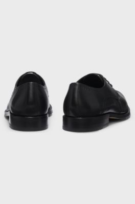 Leather Derby shoes with embossed logo, Black