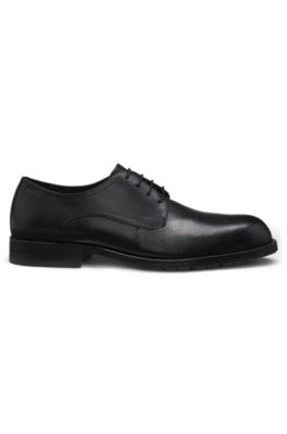 Leather Derby shoes with embossed logo, Black