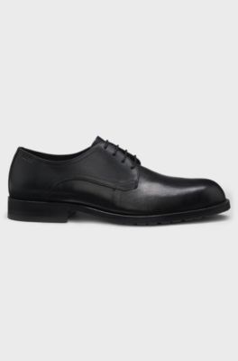 Leather Derby shoes with embossed logo, Black