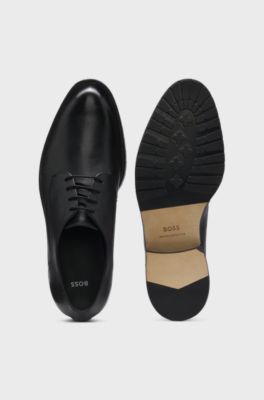 Leather Derby shoes with embossed logo, Black
