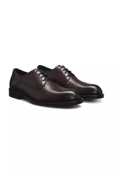 Leather Derby shoes with embossed logo