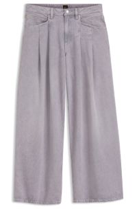 Relaxed-fit jeans with wide leg, Light Grey