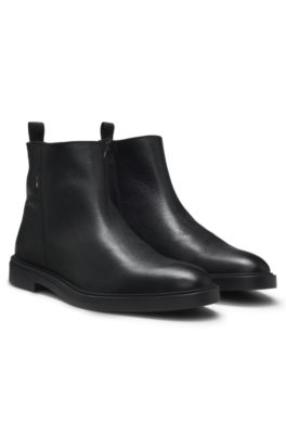 Leather ankle boots with cosy lining, Black