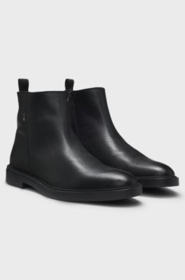 Leather ankle boots with cosy lining, Black