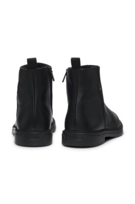 Stivaletti in pelle con calda fodera interna, Nero