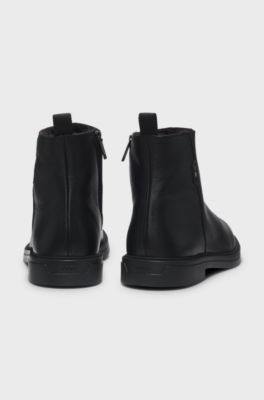 Leather ankle boots with cosy lining, Black