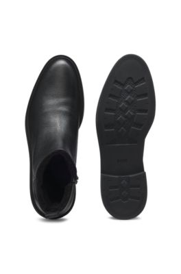 Stivaletti in pelle con calda fodera interna, Nero