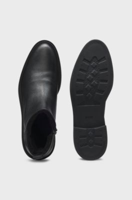 Leather ankle boots with cosy lining, Black