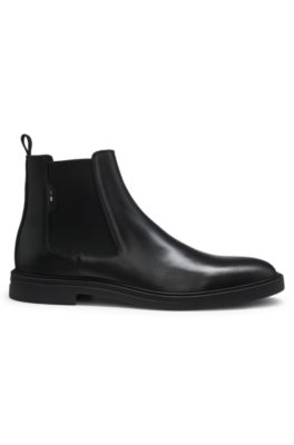 Chelsea Boots aus Nappaleder mit Signature-Streifen-Akzent, Schwarz