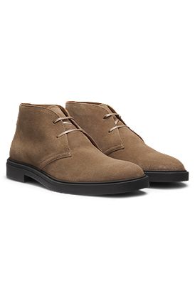Suede boots with signature-stripe trim
