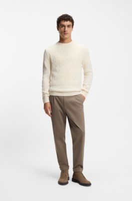 Suede boots with signature-stripe trim, Beige