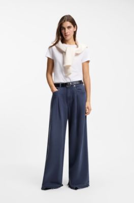 Relaxed-fit jeans with wide leg, Dark Blue