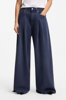 Relaxed-fit jeans with wide leg, Dark Blue