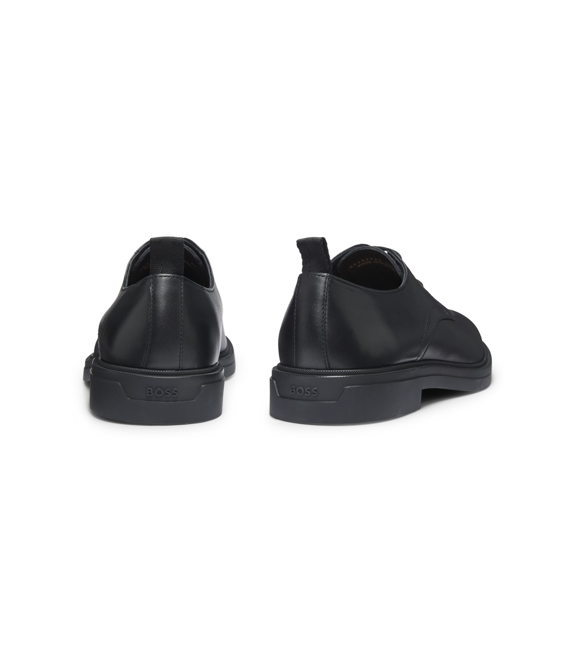 BOSS - Leather Derby shoes with rubber outsole - Black