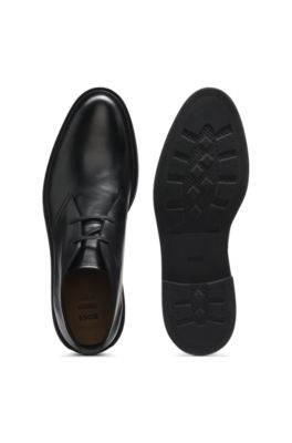 Leather desert boots with signature stripe, Black