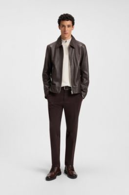 Leather half boots with brogue details, Dark Brown