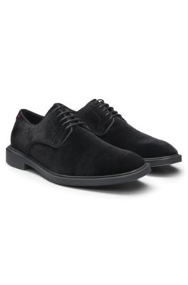 Derby shoes in soft velvet, Black
