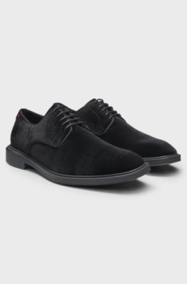 Derbyschoenen van zacht fluweel, Zwart