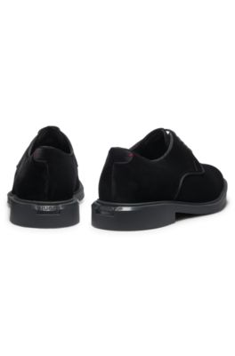 Derby shoes in soft velvet, Black