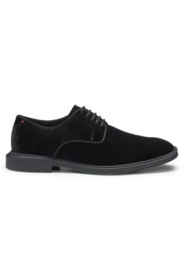 Derby shoes in soft velvet, Black