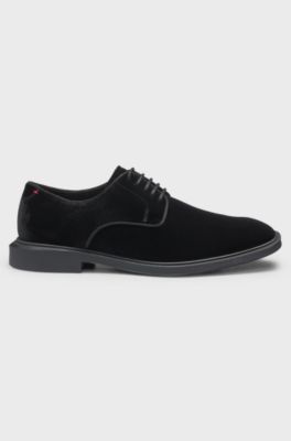 Derby shoes in soft velvet, Black