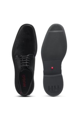 Derby shoes in soft velvet, Black