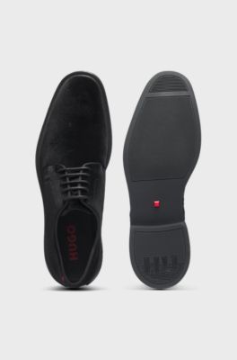 Derby shoes in soft velvet, Black