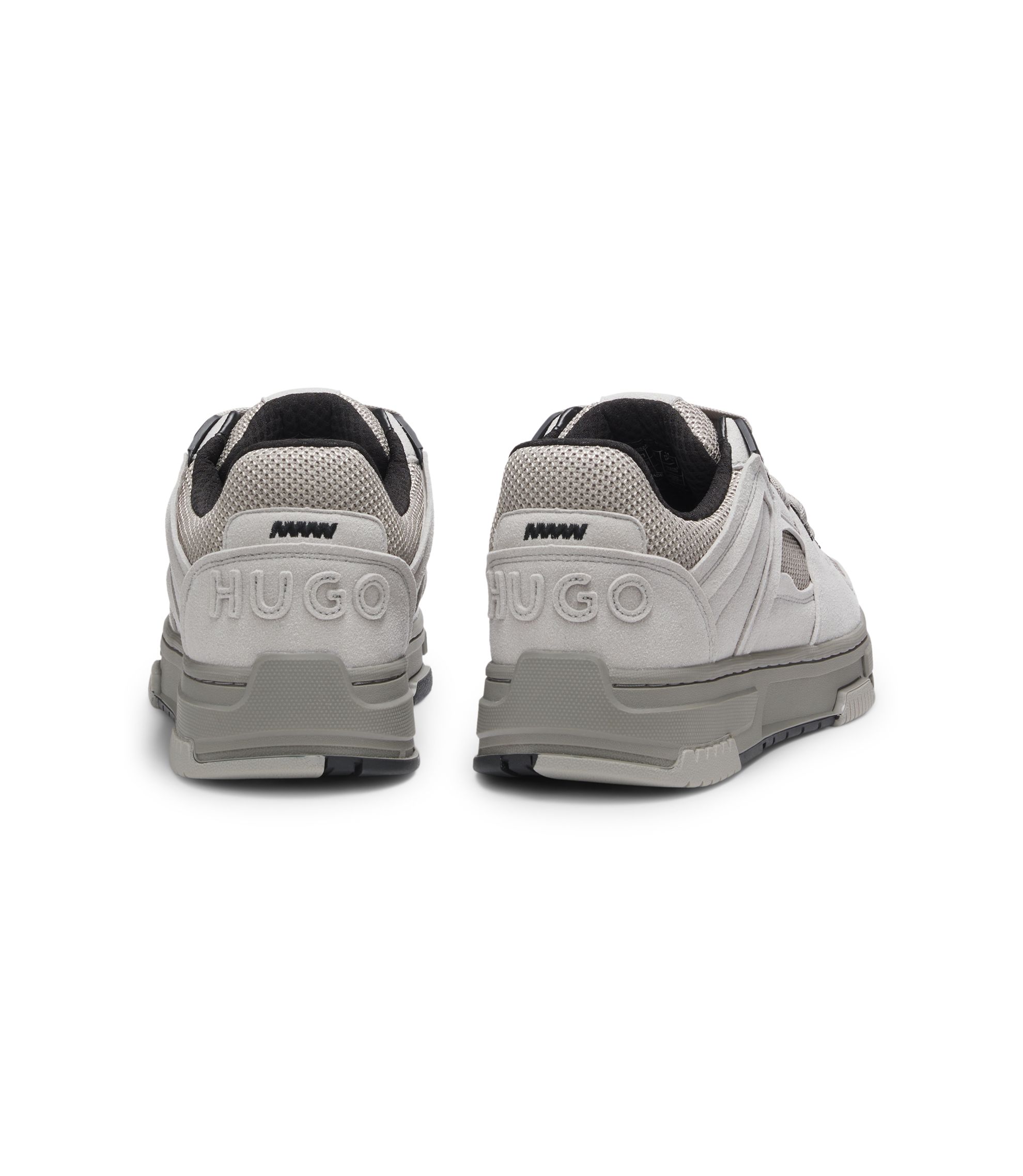 HUGO - Trainers with textured fabric and faux suede - Grey