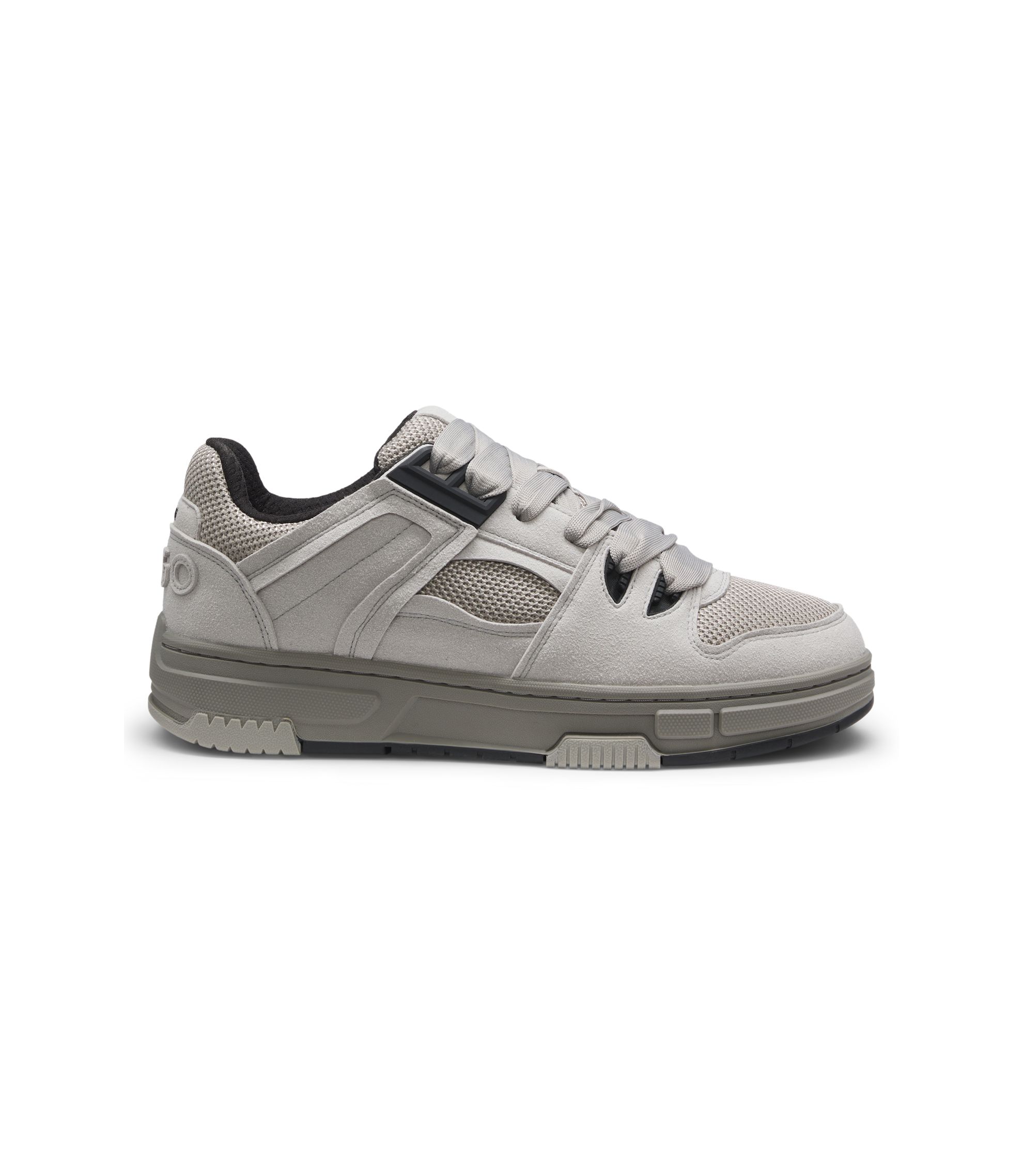HUGO - Trainers with textured fabric and faux suede - Grey