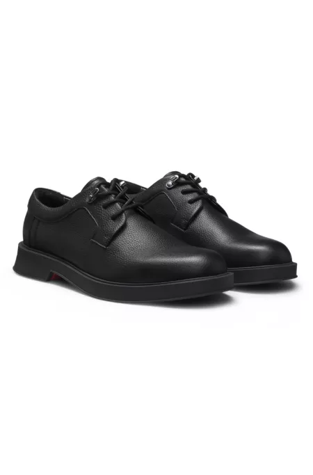 Grained-leather Derby shoes with lace hooks